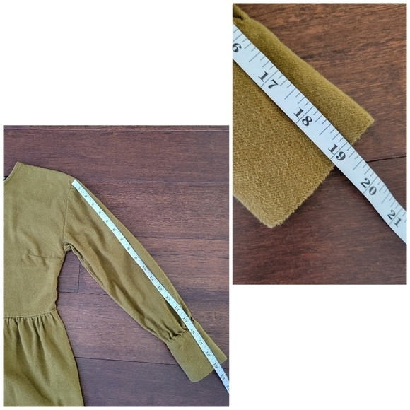 Madewell Flannel Button-Back Peplum Long Sleeve Top Size XXS Olive Green/Brown - Picture 8 of 8